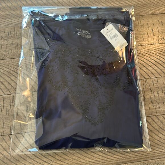 NWT Lane Bryant Beaded Elegant or Casual Navy Blue Women's Top - Picture 16 of 17